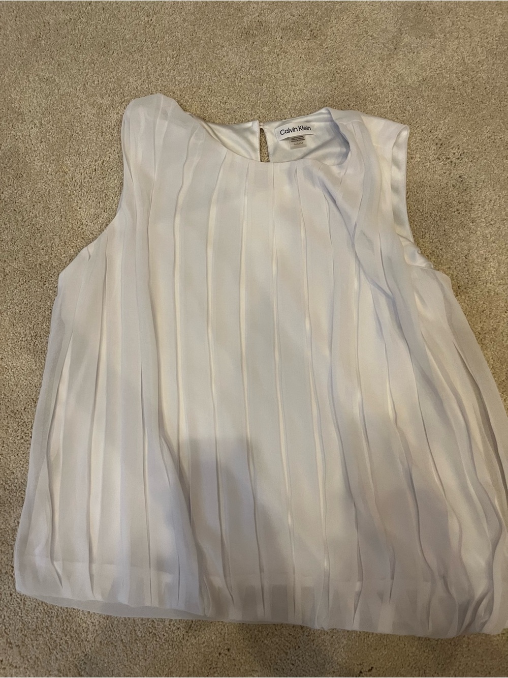 Calvin Klein White Pleated Sleeveless Camisole Top